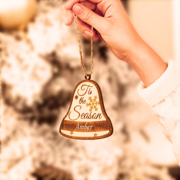 Personalized Christmas Wooden Bell Hanging Decoration For Christmas Gift