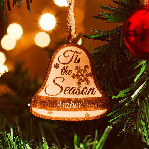Personalized Christmas Wooden Bell Hanging Decoration For Christmas Gift