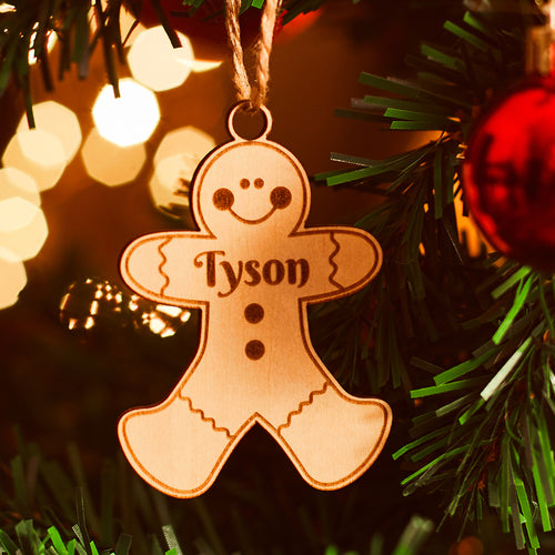 Personalised Christmas Decoration Custom Name Decoration Wooden Boy Christmas Tree Ornament