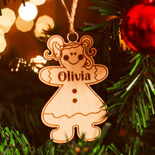 Personalised Christmas Decoration Custom Name Decoration Wooden Girl Christmas Tree Ornament