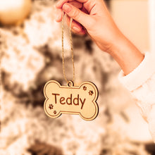 Personalized Christmas Wooden Ornament Custom Dog Bone Ornament Christmas Gift for Dog Lovers