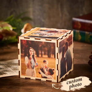 Custom Photo Square Photo Wooden Box Gift to Her