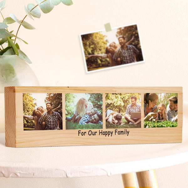 Custom Wood Photo Plaque Personalized Text Wood Frame Wood Photo Blocks Horizontal Version Gift for Her
