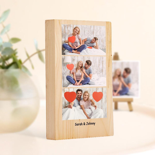 Custom Wood Photo Plaque Personalized Text Wood Frame Wood Photo Blocks Vertical Version Gift for Her