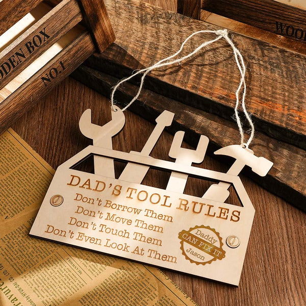 Custom Engraved Pendant Dad's Tool Rules Plaque Gifts - 
