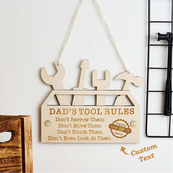 Custom Engraved Pendant Dad's Tool Rules Plaque Gifts - 