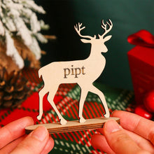Custom Engraved Wooden Reindeer Personalize Christmas Table Decorations Gift For Family