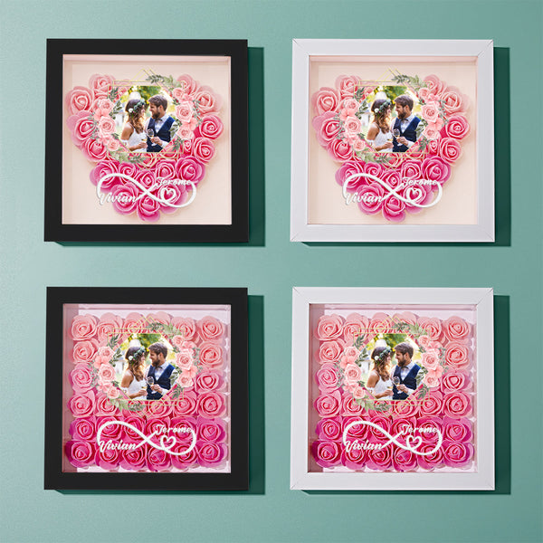 Custom Photo Flower Shadow Box Personalized Infinity Flower Shadowbox Frame Gift for Couple