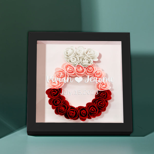 Custom Name Flower Shadow Box Personalized Wedding Ring Flower Shadowbox Frame Gift