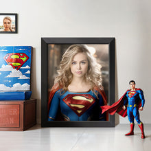Custom Face Superwoman Personalized Photo Portrait Wooden Frame Gifts for Her / Mother - customphototapestry