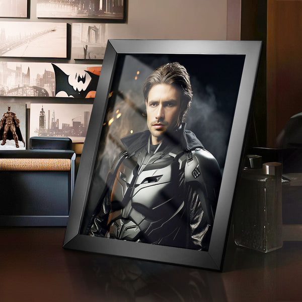 Custom Face Batman Personalized Photo Portrait Wooden Frame Gifts for Him - customphototapestry