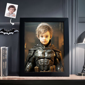 Custom Face Batman Personalized Photo Portrait Wooden Frame Gifts for Kids