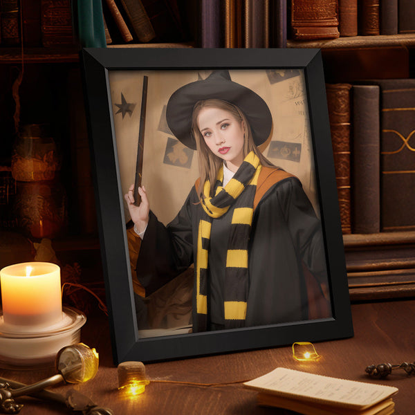 Custom Face Frame Hufflepuff Personalized Portrait Hogwarts Gifts for Girls - customphototapestry
