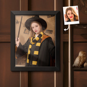 Custom Face Frame Hufflepuff Personalized Portrait Hogwarts Gifts for Girls