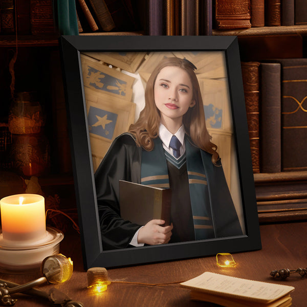 Custom Face Frame Hufflepuff Personalized Portrait Hogwarts Gifts for Girls - customphototapestry