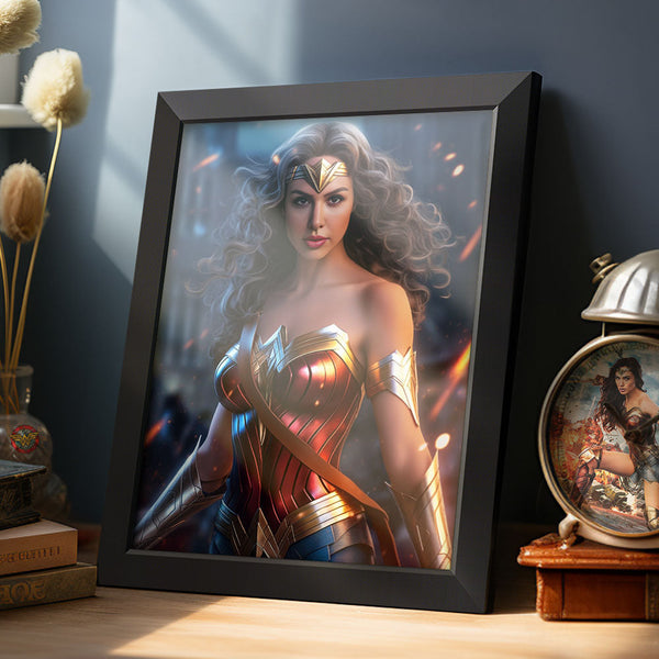 Wonder Woman Custom Face Frame Gifts for Her Personalized Portrait Home Decor - customphototapestry