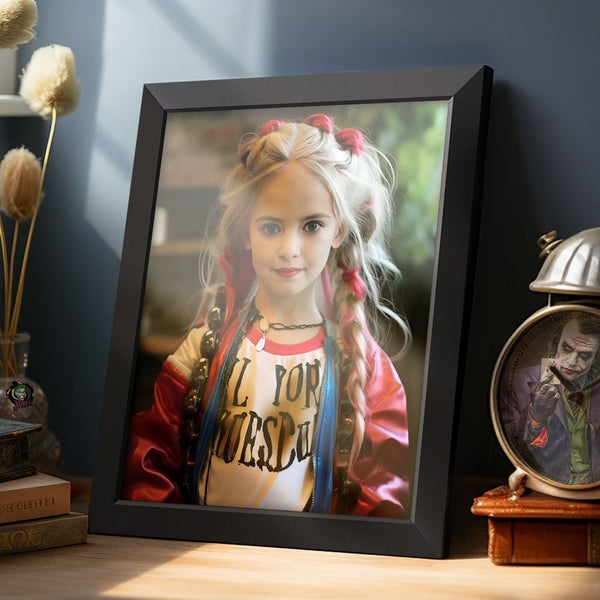 Custom Face Frame Harley Quinn Gifts for Girls Personalized Portrait Home Decor - customphototapestry