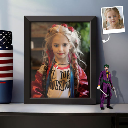 Custom Face Frame Harley Quinn Gifts for Girls Personalized Portrait Home Decor