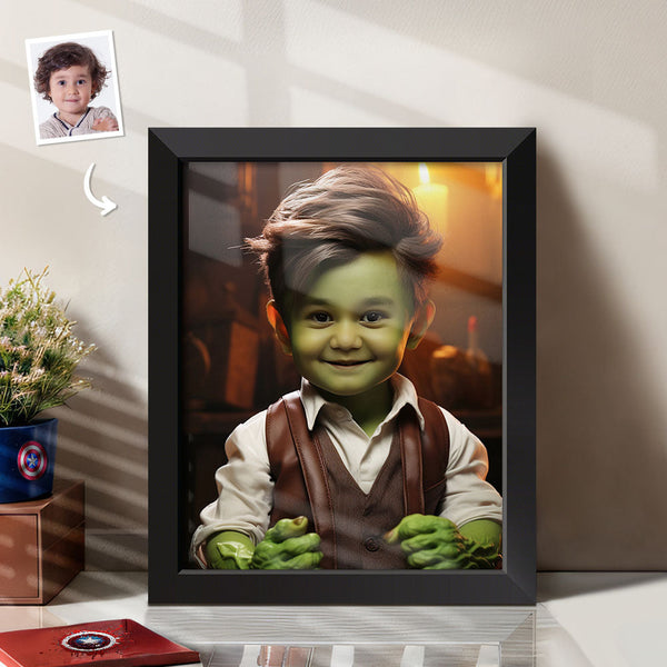 Custom Face Frame Hulk Gifts for Kids Personalized Portrait Home Decor - customphototapestry