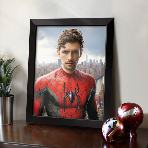 Custom Face Frame Spiderman Personalized Portrait Home Decor Gifts for Him - customphototapestry
