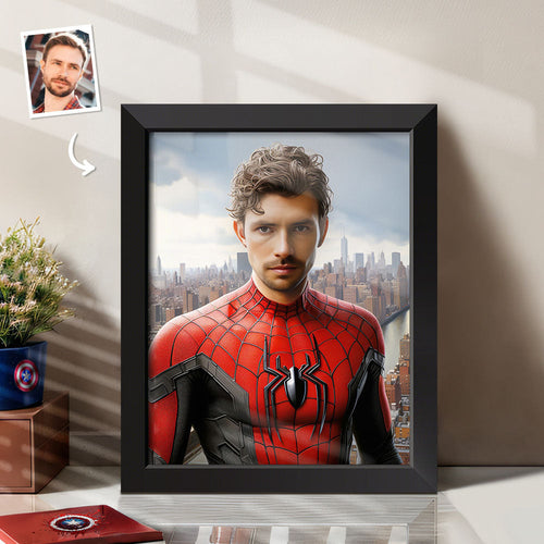 Custom Face Frame Spiderman Personalized Portrait Home Decor Gifts for Him