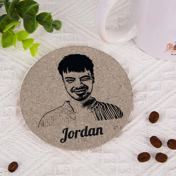 Personalized Round Cork Coasters Custom Photo and Text