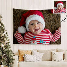 Custom Cute Baby Photo Tapestry Short Plush Wall Decor Hanging Painting Family Gift
