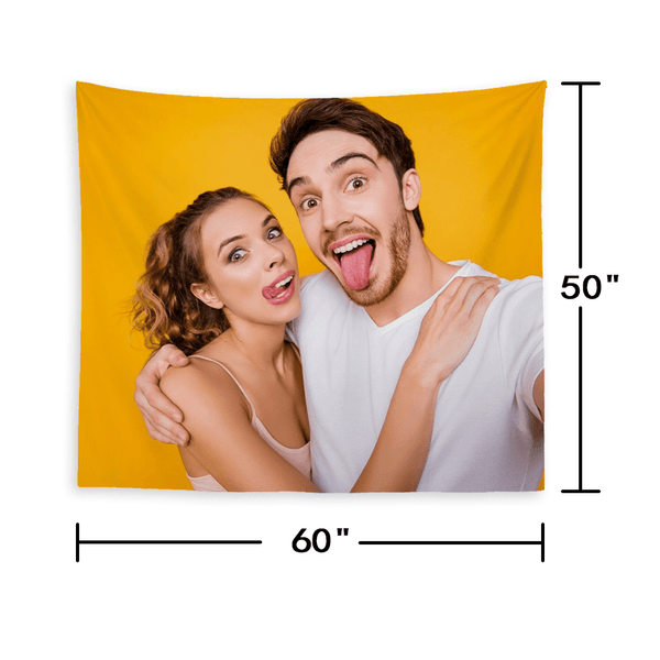 Gift for Dad Custom Couple Photo Tapestry Short Plush Wall Decor Hanging Painting