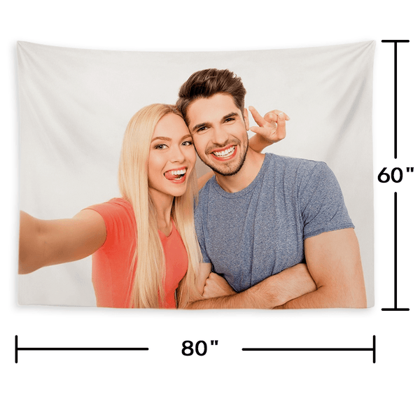 Gift for Dad Custom Couple Photo Tapestry Short Plush Wall Decor Hanging Painting