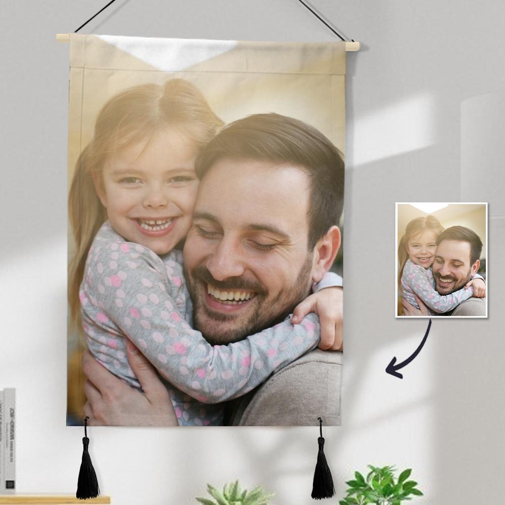 Father's Day Gift Custom Photo Tapestry - Love Wall Art Home Decor Tapestry