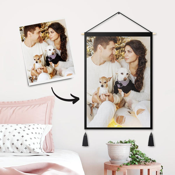 Custom Love Family Photo Tapestry - Wall Decor Fabric Painting Hanger Frame Poster