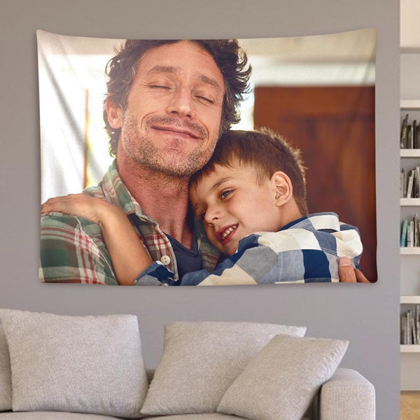 Father's Day Gift Custom Couple Photo Tapestry Short Plush Wall Decor Hanging Painting Gift For Her
