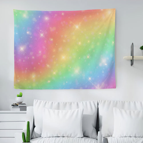 Rainbow and Bling Star Wall Tapestry Home Decor Bedroom Gifts for Her