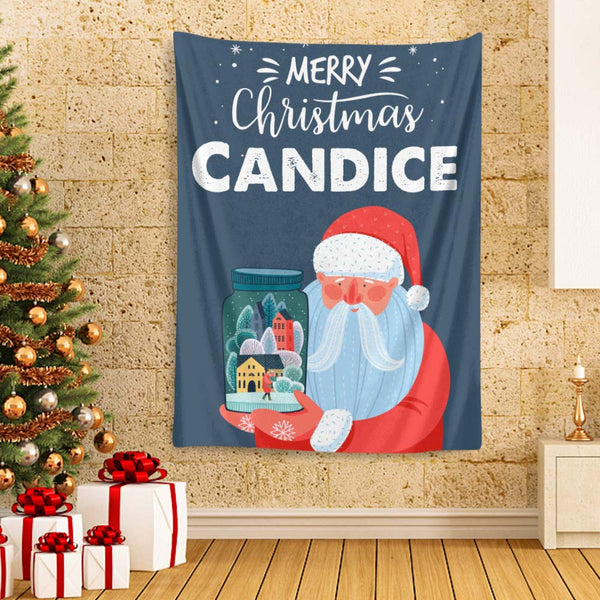 Custom Name Tapestry Merry Christmas Gift For Living Room Wall Hanging Decoration