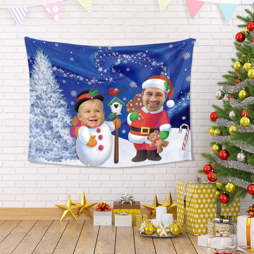 Custom Photo Tapestry Merry Christmas Bedroom Party Living Room Decoration