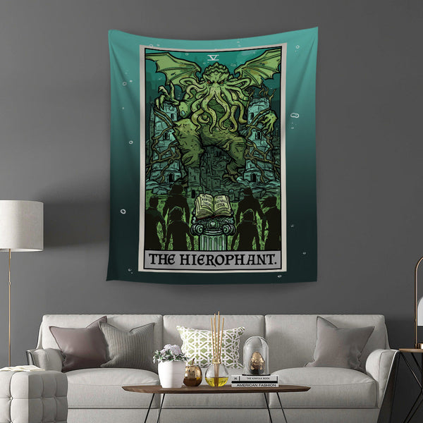 The Hierophant Tarot Card Tapestry Cthulhu Wall Art H.P.Lovecraft Horror Home Decorations