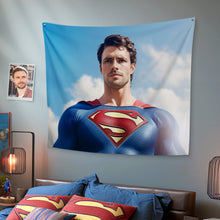 Custom Face Superman Tapestry Personalized Portrait from Photo Gifts for Him / Father - customphototapestry