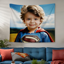 Personalized Face Superman Tapestry Custom Portrait from Photo Gifts for Kids / Son - customphototapestry