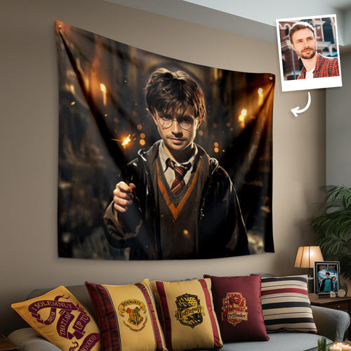 Personalized Face Harry Potter Tapestry Custom Portrait from Photo Wall Decor Gifts for Him