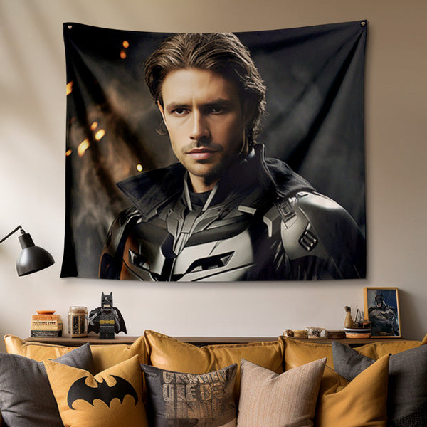 Personalized Face Batman Tapestry Custom Photo Portrait Gifts for Kids - customphototapestry
