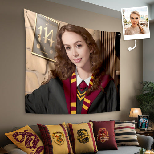 Custom Face Tapestry Gryffindor Personalized Portrait from Photo Hogwarts Gift for Girls