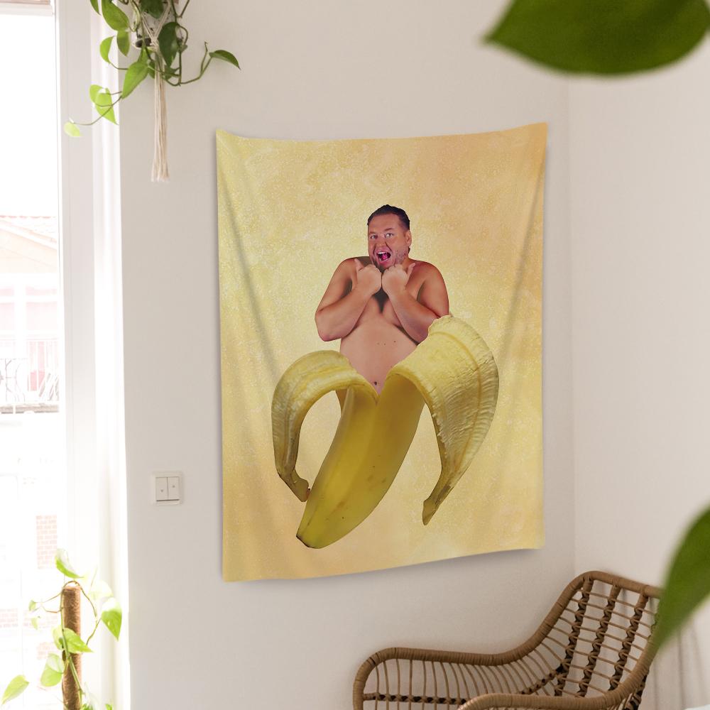 Custom Photo Tapestry  Personalised Room With Your Portrait Personalized Decor Text Banana Tapestry