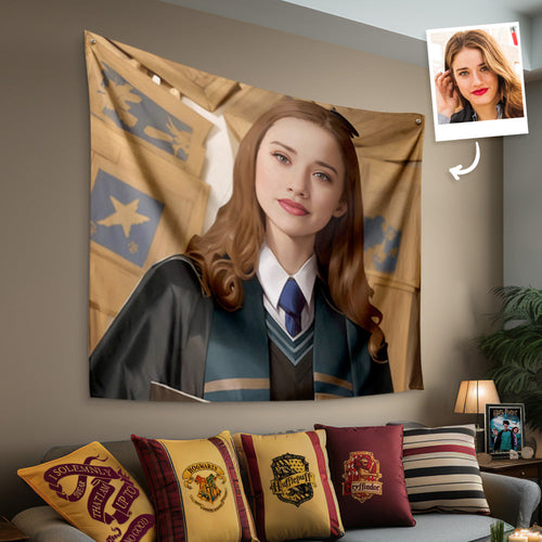 Custom Face Tapestry Ravenclaw Personalized Portrait from Photo Hogwarts Gift for Girls