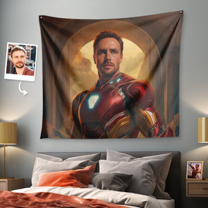 Custom Face Ironman Tapestry Personalized Photo Portrait Gifts for Him