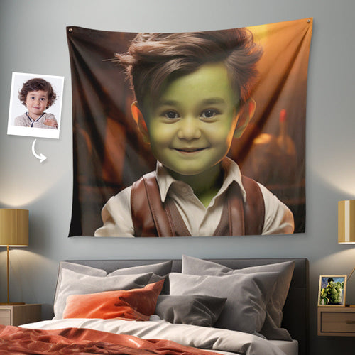 Custom Face Hulk Tapestry Portrait from Personalized Photo Wall Decor