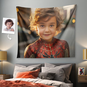 Custom Face Spiderman Tapestry Portrait from Personalized Photo Wall Decor