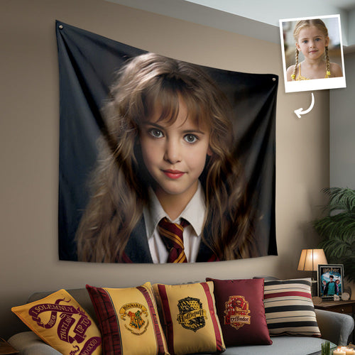 Gifts for Girl Custom Face Hermione Tapestry Portrait from Personalized Photo Wall Decor
