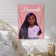 Custom Name Tapestry Black Queen Girl Wall Hanging D¨¦cor