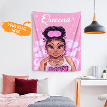 Custom Name Tapestry Black Girl with Beautiful Butterfly Bedroom Hanging Decoration
