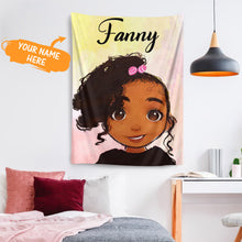 Little Baby Black Girl with Pink Bow Custom Name Tapestry Home Decoration